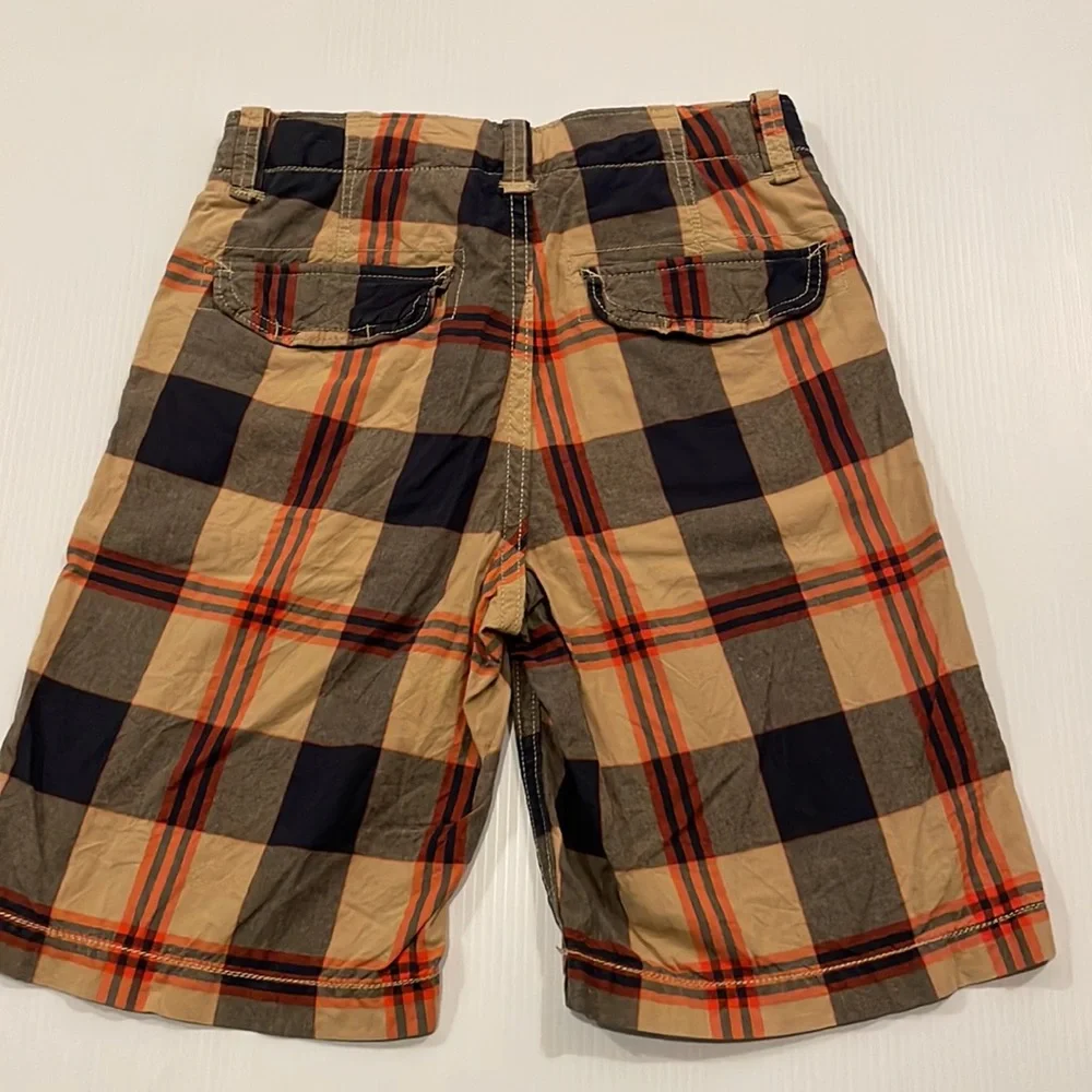 Gap kids blue, tan and orange preppy plaid walking shorts, size 12